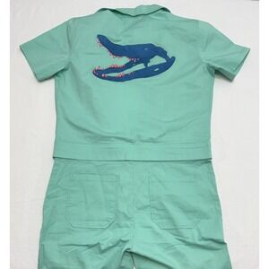 NWT ambsn Modest Mouse Urban Outfitters Embroidered Gator Jumpsuit Mint Green M